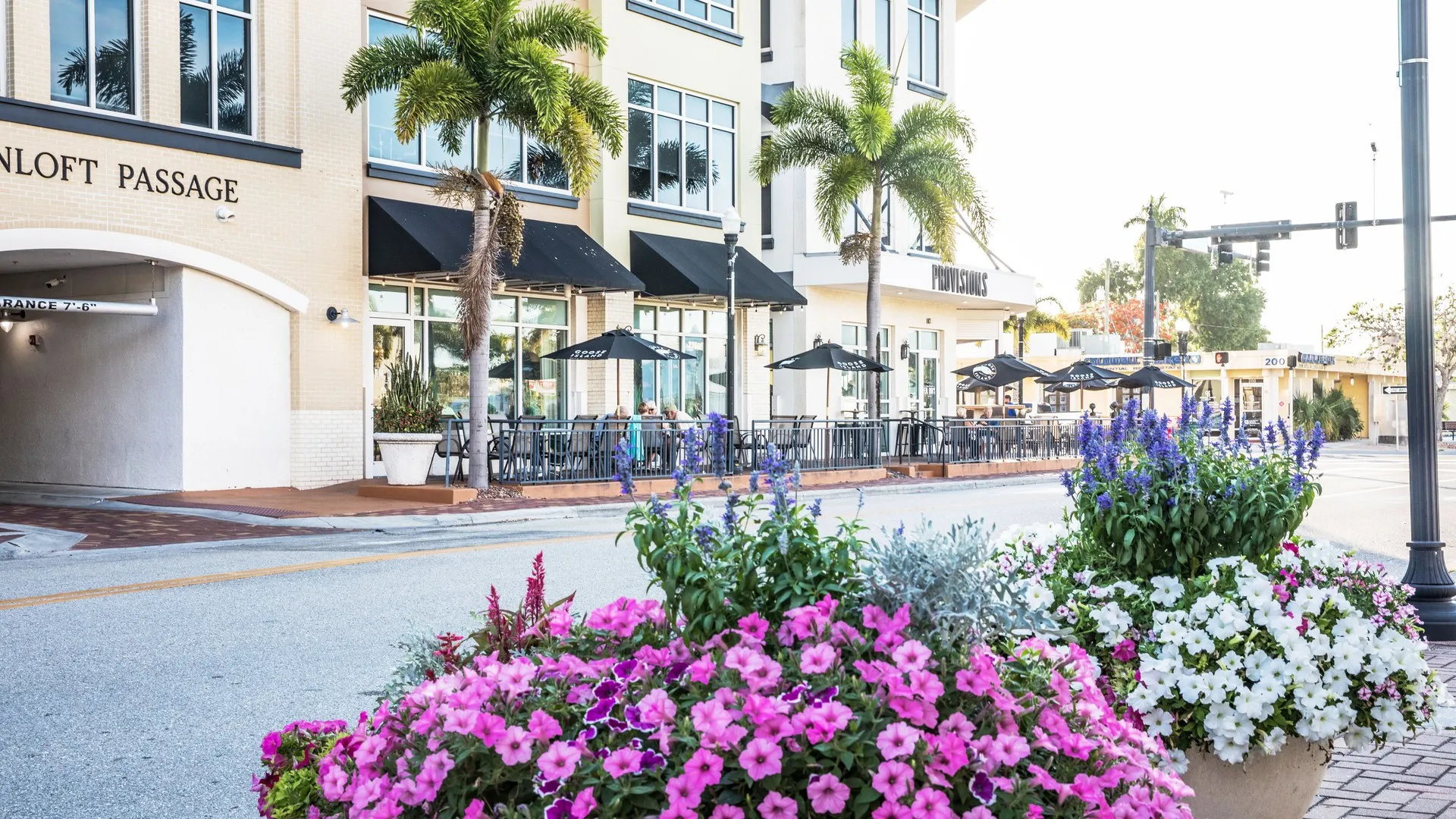 Historic downtown Punta Gorda Florida streetscape with charming architecture